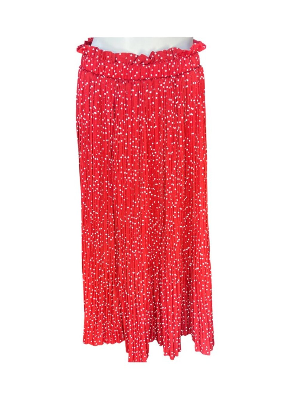 Naggoo Red & White Polka Dot Pleated Skirt Or Strapless Dress Cotton Blend XL Ne - Picture 8 of 13